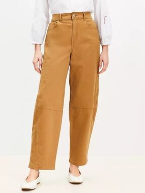 Loft Barrel Crop Pants in Canvas Camel Tan 32 14